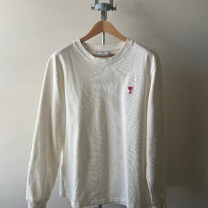 Ami Paris De Coeur Small Heart Logo Long Sleeve Shirt White XXL